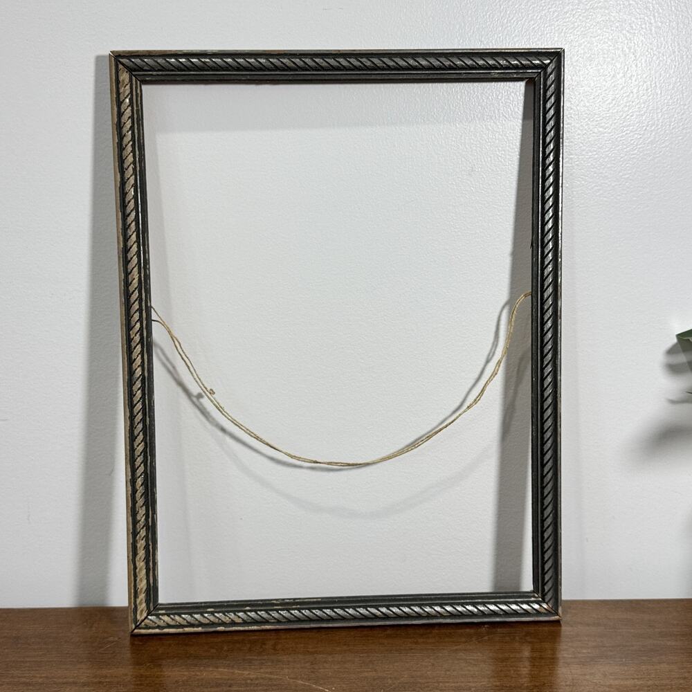 Vintage Style Distressed Black Silver Gold Picture Frame Wall Art Decor 10x13